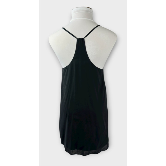 Alice + Olivia Fierra Y-back 100% Silk Racerback Slip Mini Dress Black Large - Picture 8 of 16